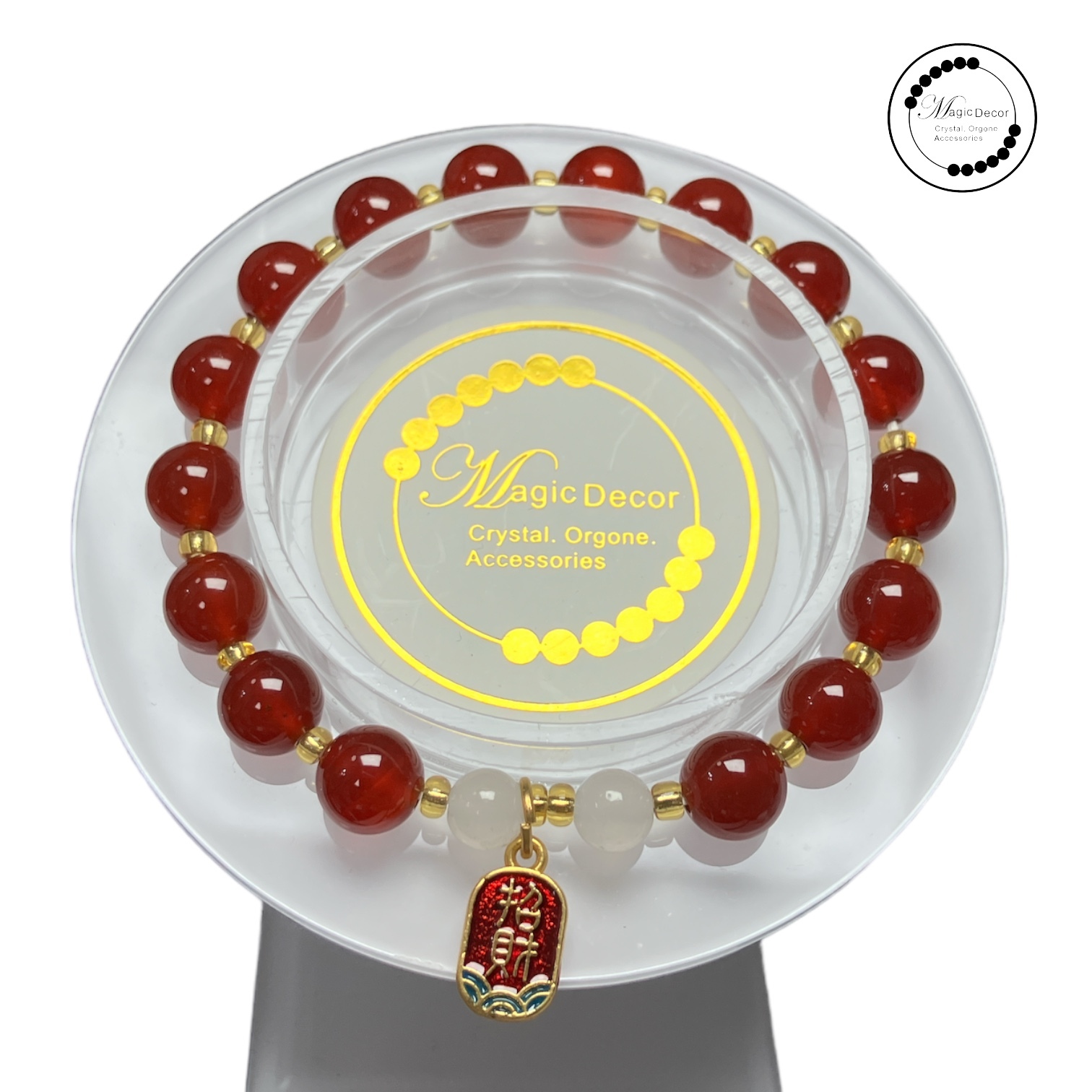 240215-a17 印度紅瑪瑙x荔枝凍招財設計款手串