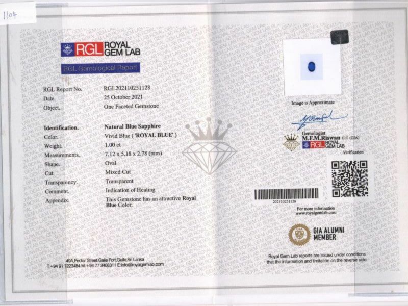 1.0/1.0ct H皇家藍