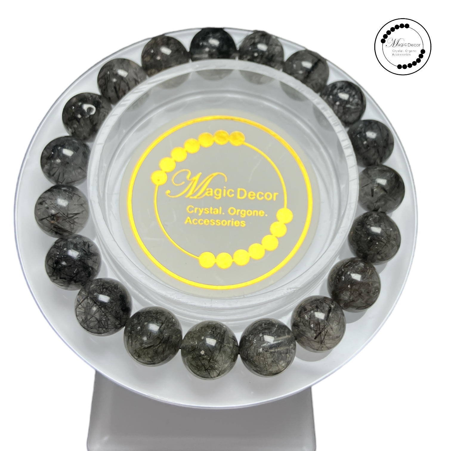 260117 - C35 9mm+雪花幽靈黑髮晶手串