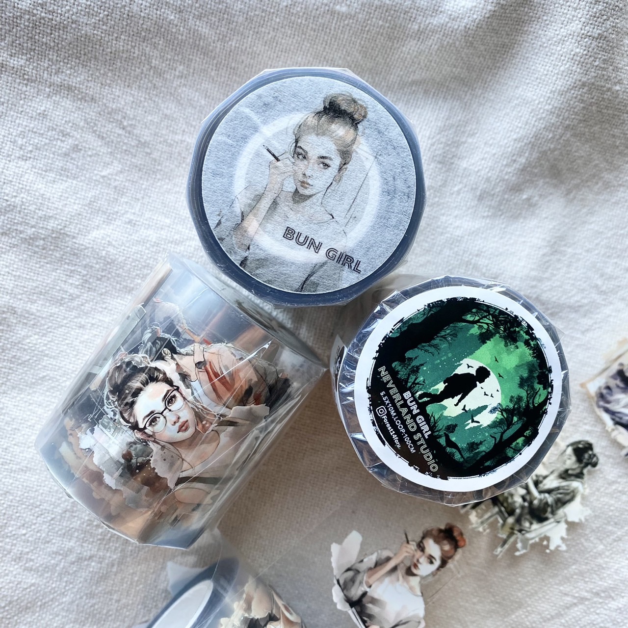 森年．包子頭女孩 5.5cm亮面PET膠帶 <整捲/分裝>