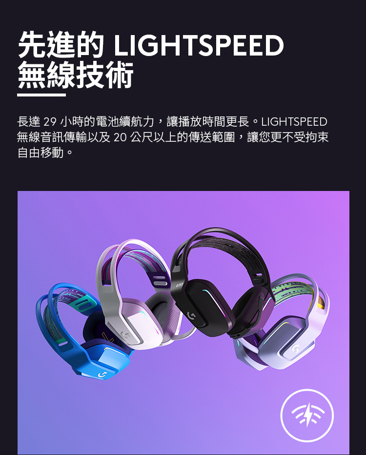 G733 LIGHTSPEED 無線電競耳機– Logitech Club