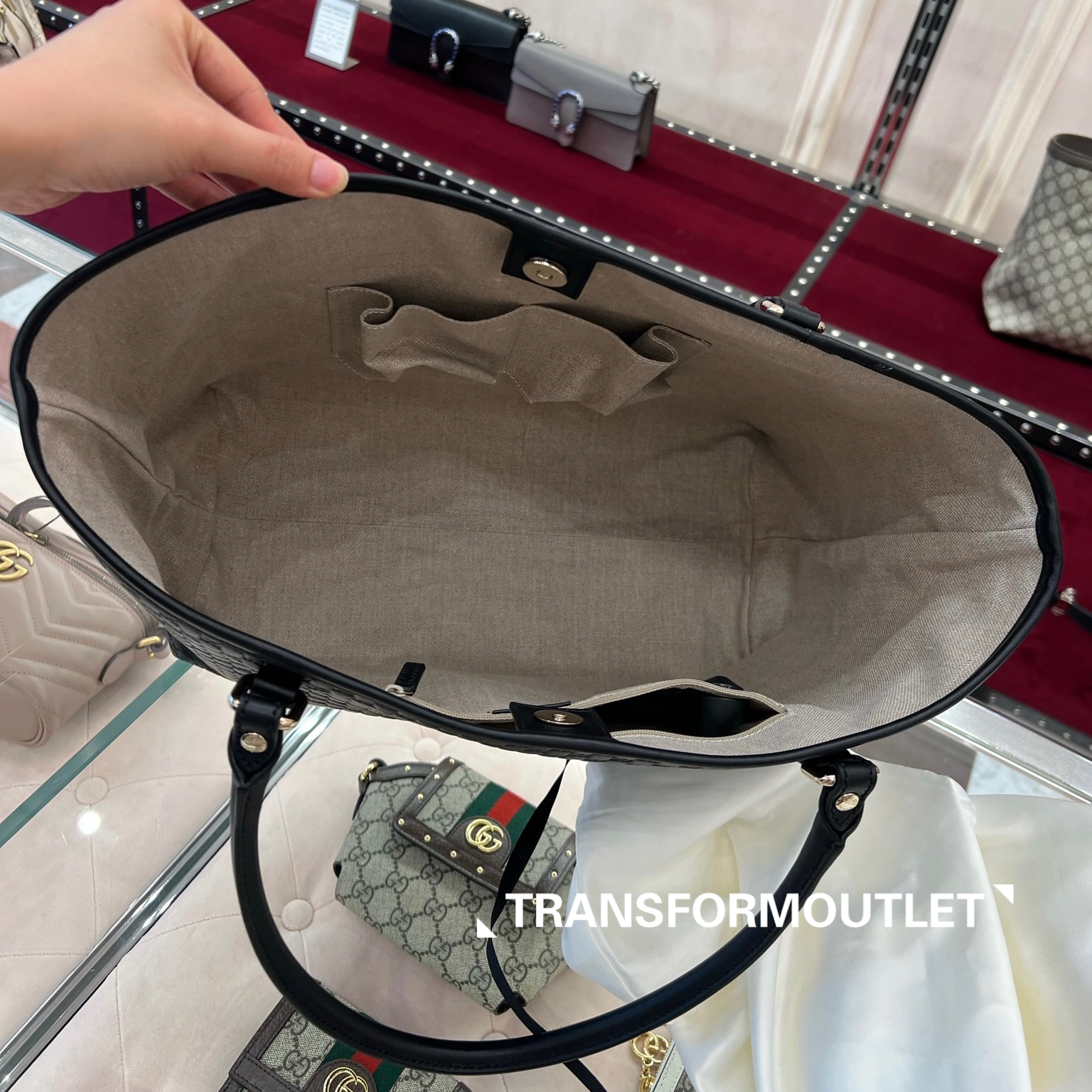 Gucci Bag-古馳GG細logo印花托特包 - Black