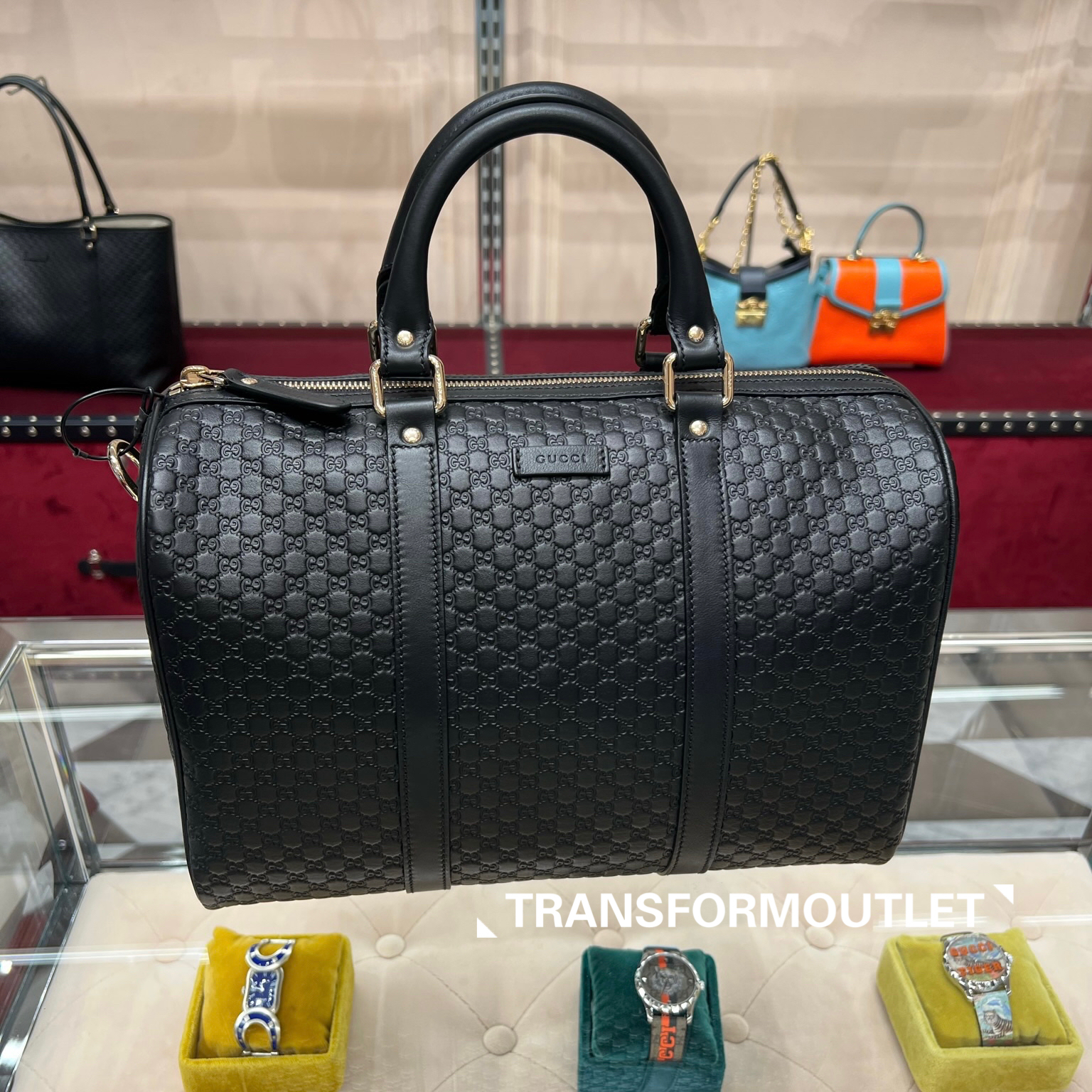 Gucci Bag-古馳GG細logo印花波士頓包 - Black