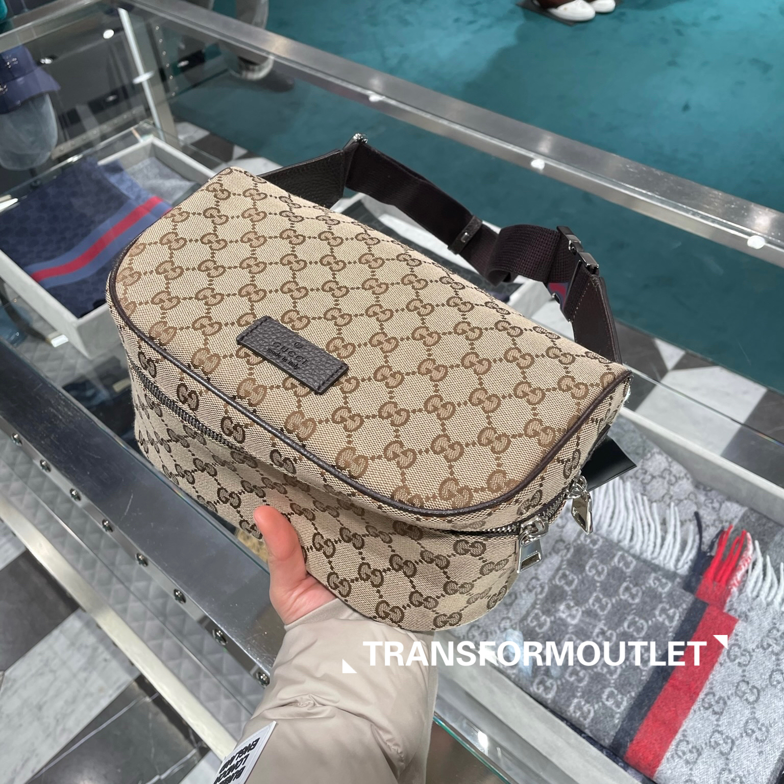 Gucci Bag-古馳GG印花帆布腰包 - Camel