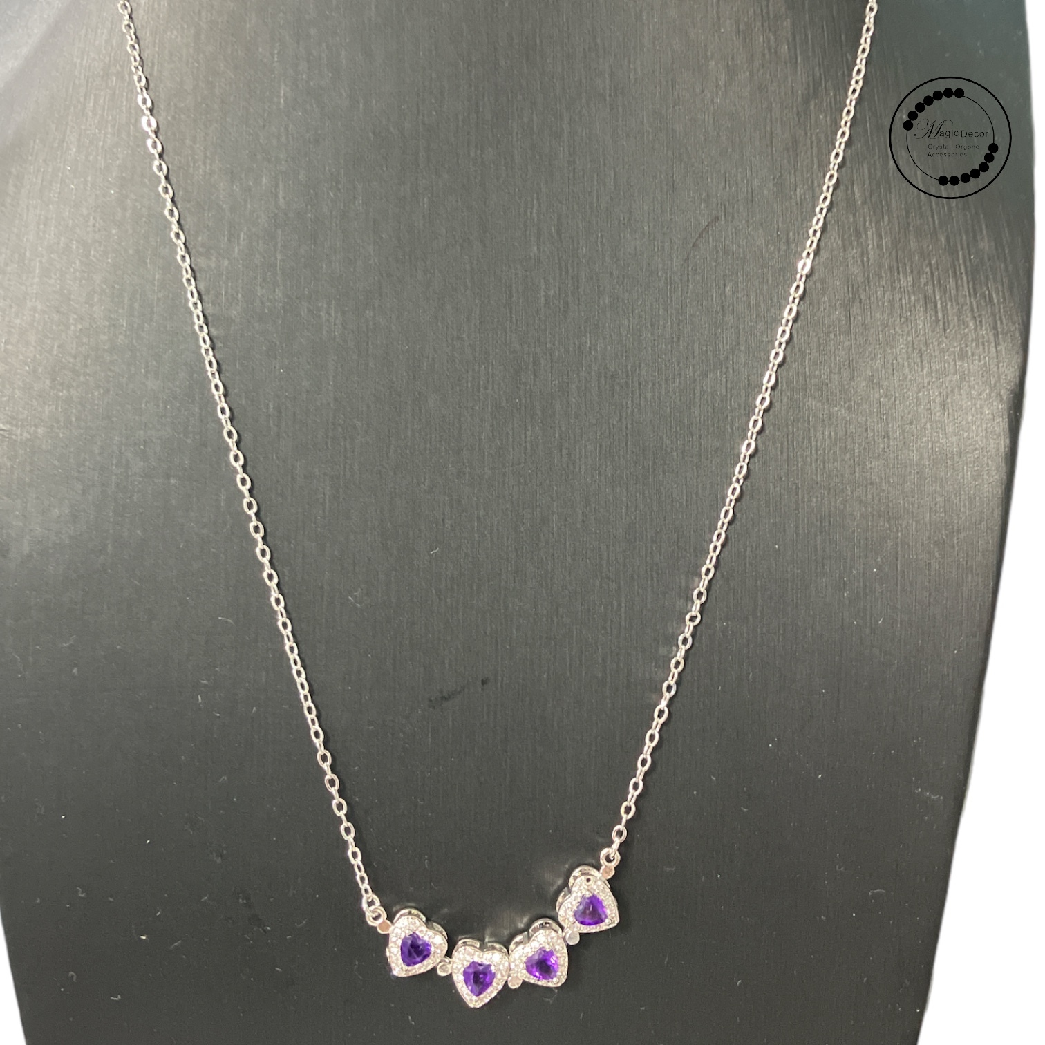 250828 - A68 紫水晶四葉草變款半銀套鏈