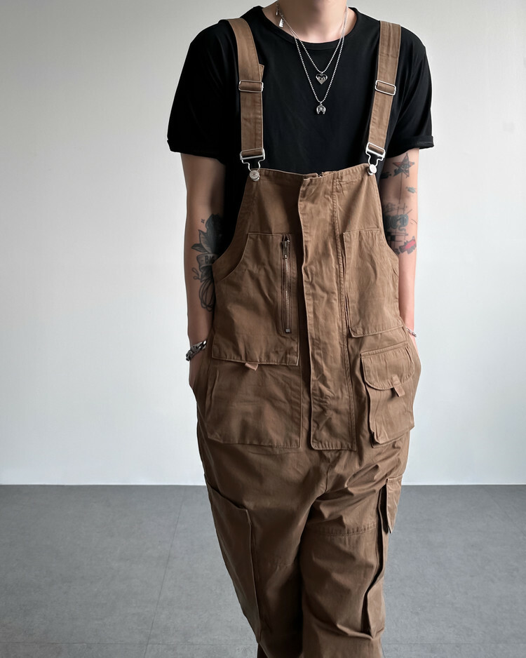 多功能口袋吊帶褲