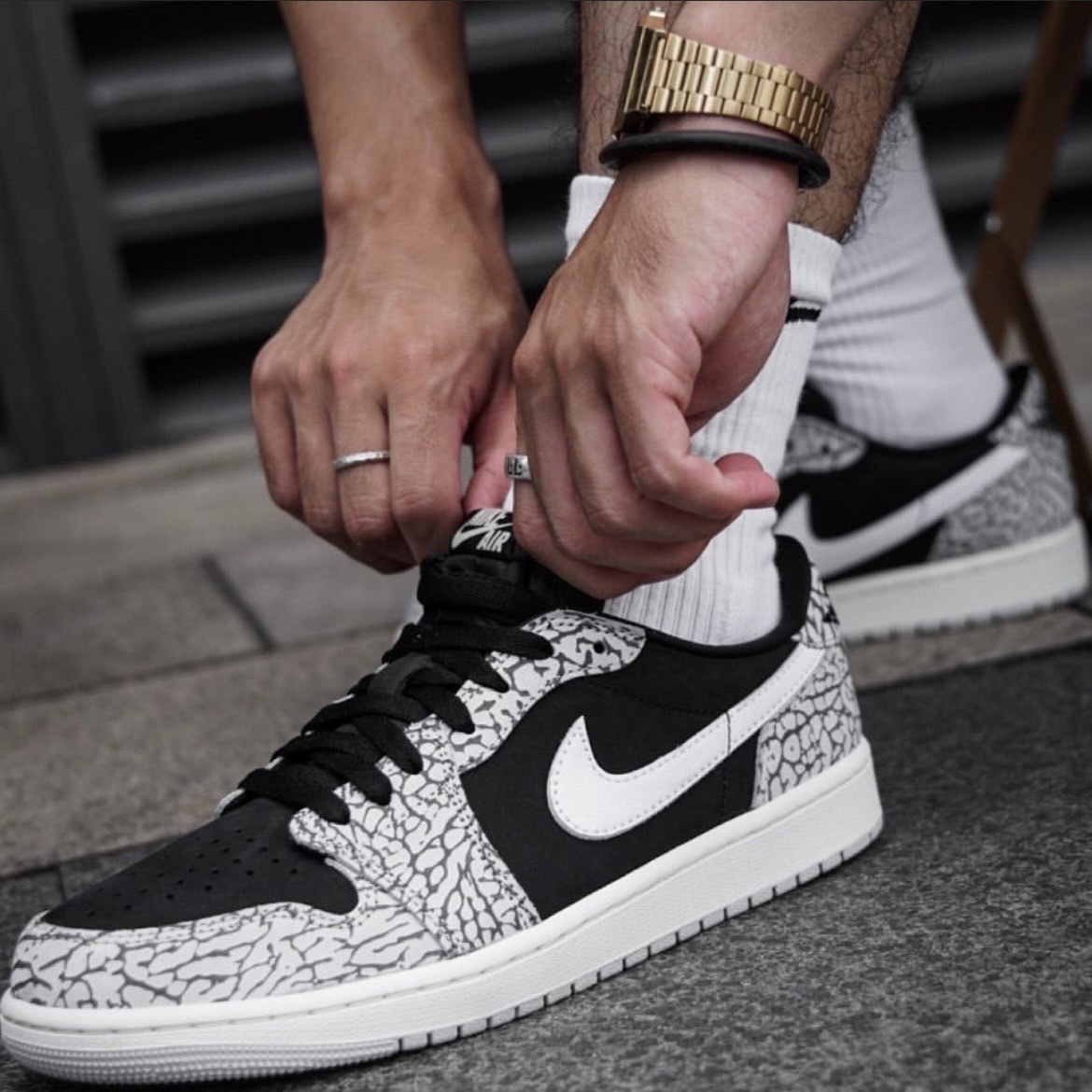 Nike Air Jordan 1 Low OG Black Cement 大象水泥爆裂紋 低筒 喬丹 休閒鞋