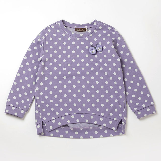 PIPPY 活潑點點棉質圓領長袖上衣 紫