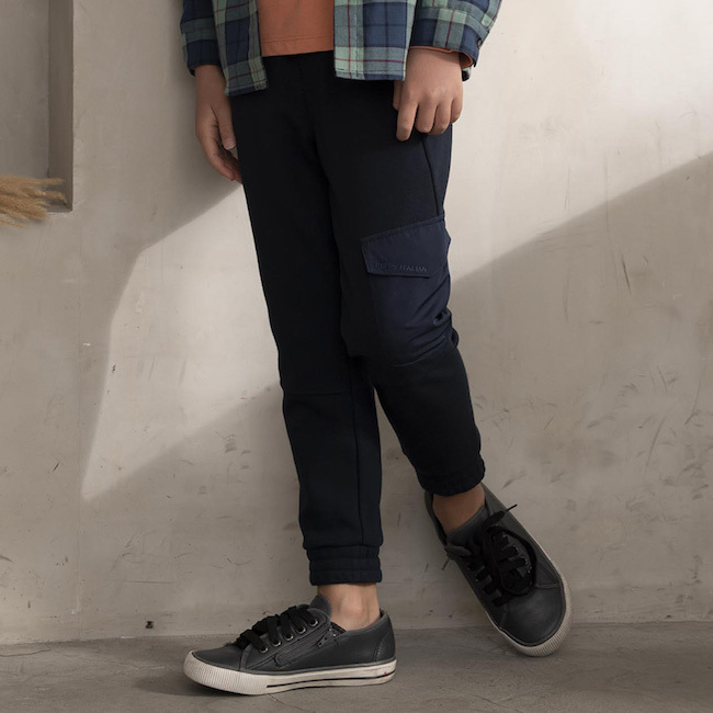 PIPPY 多口袋彈性棉針織長褲 藍