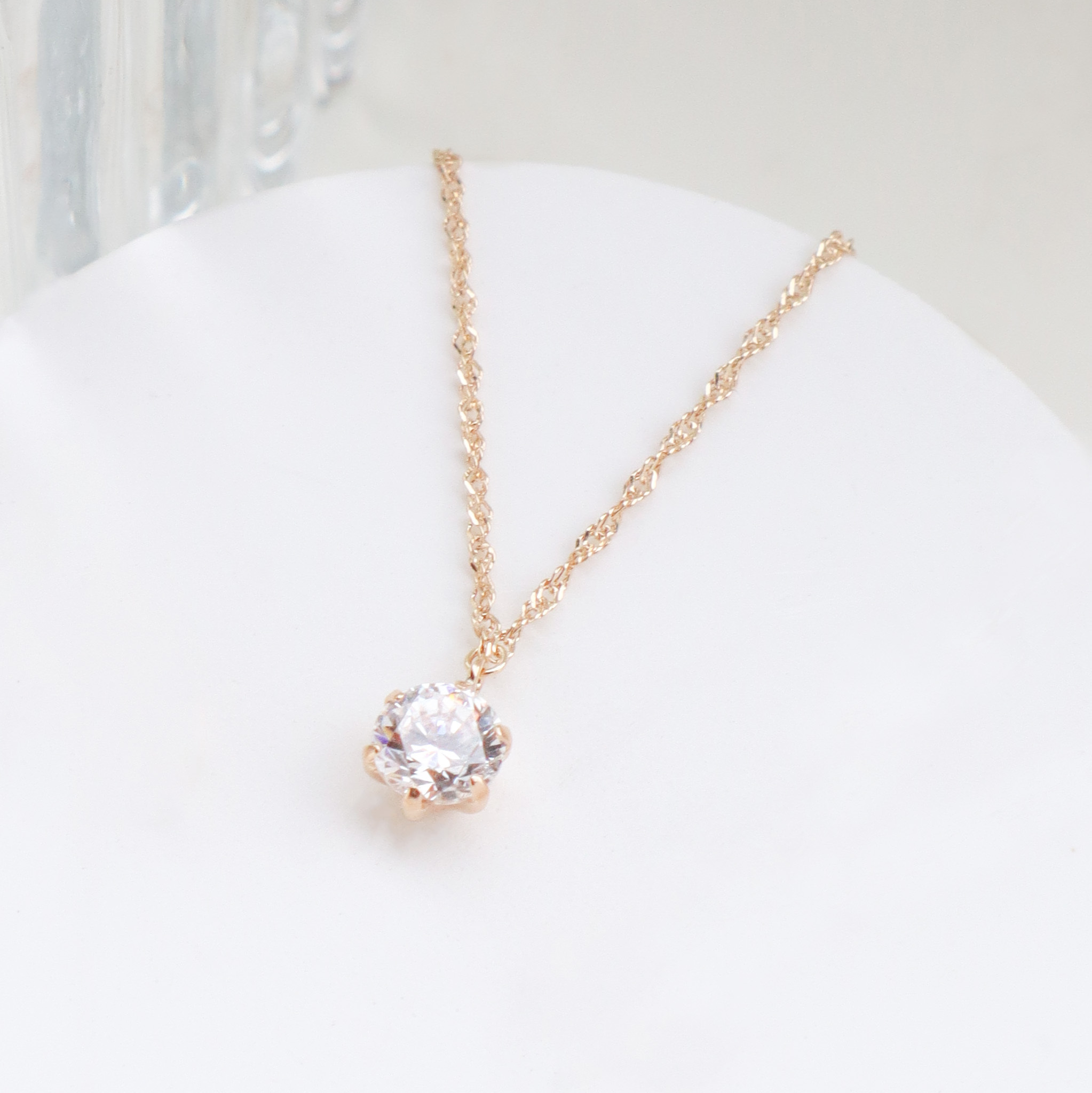 10K/初夏-單鑽扭繩項鍊