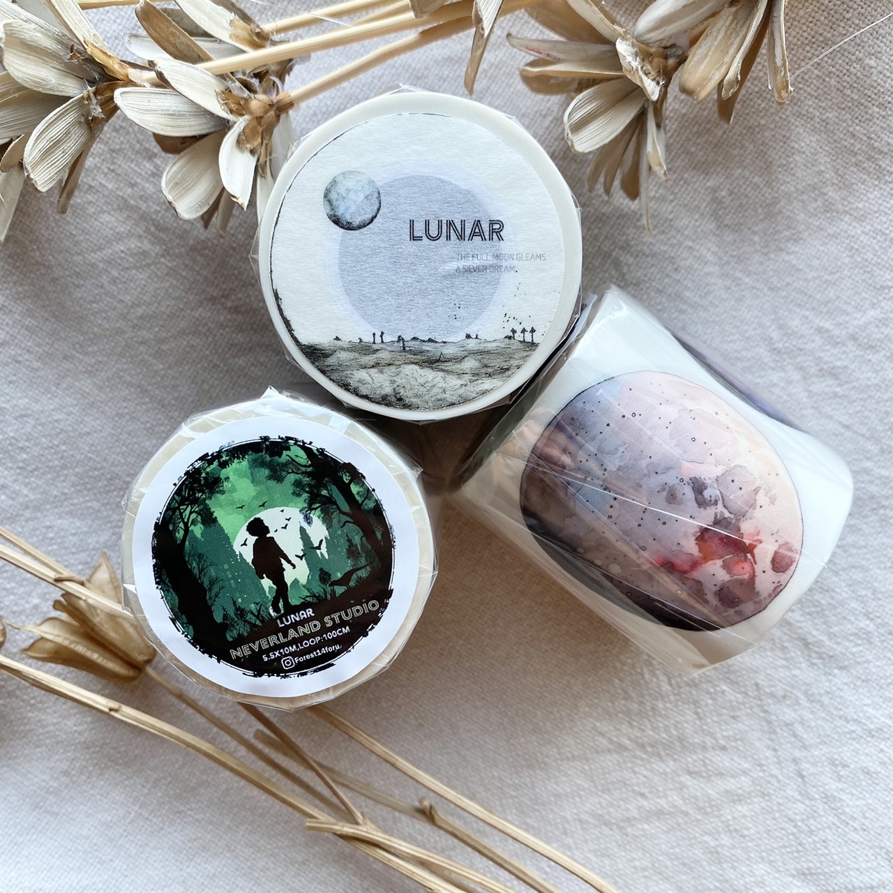 森年．LUNAR 5.5cm亮面PET/日本和紙膠帶 <整捲/分裝>