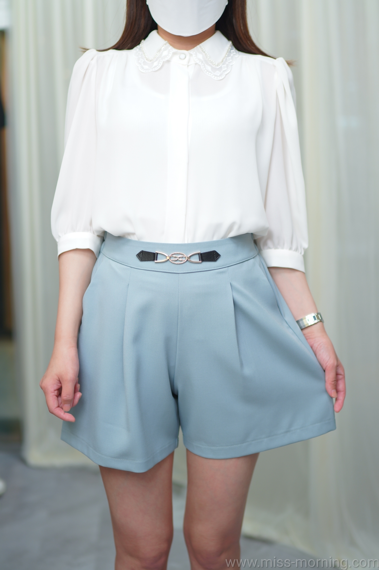 高質婚紗領雪紡上衣(13340)&百搭中厚雪紡褲(33604)