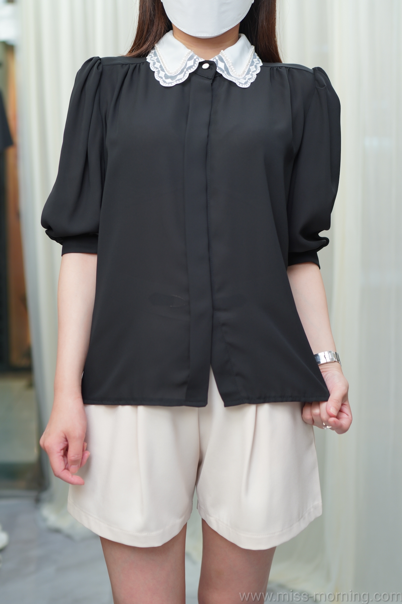 高質婚紗領雪紡上衣(13340)&百搭中厚雪紡褲(33604)