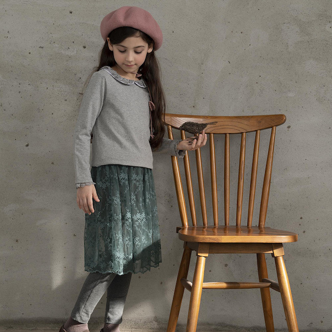 PIPPY 蕾絲網紗裙內搭長褲 綠