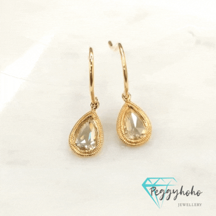 全新18K玫瑰金【主石69份鑽石】吊耳環