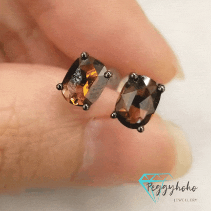 全新18K黑金【主石1卡45份咖啡鑽】耳環