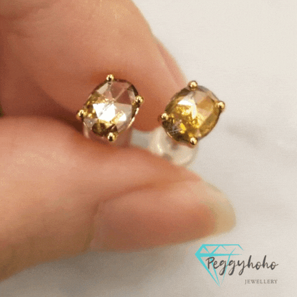 全新18K金【主石1卡11份咖啡鑽】耳環