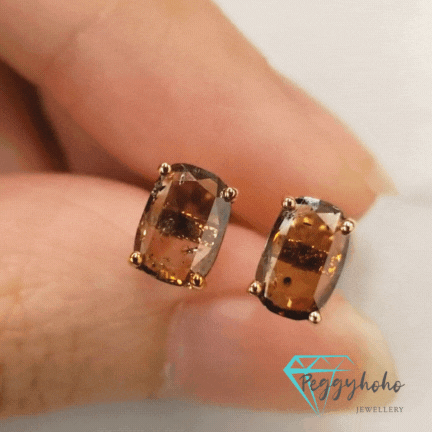 全新18K玫瑰金【主石1卡31份咖啡鑽】耳環