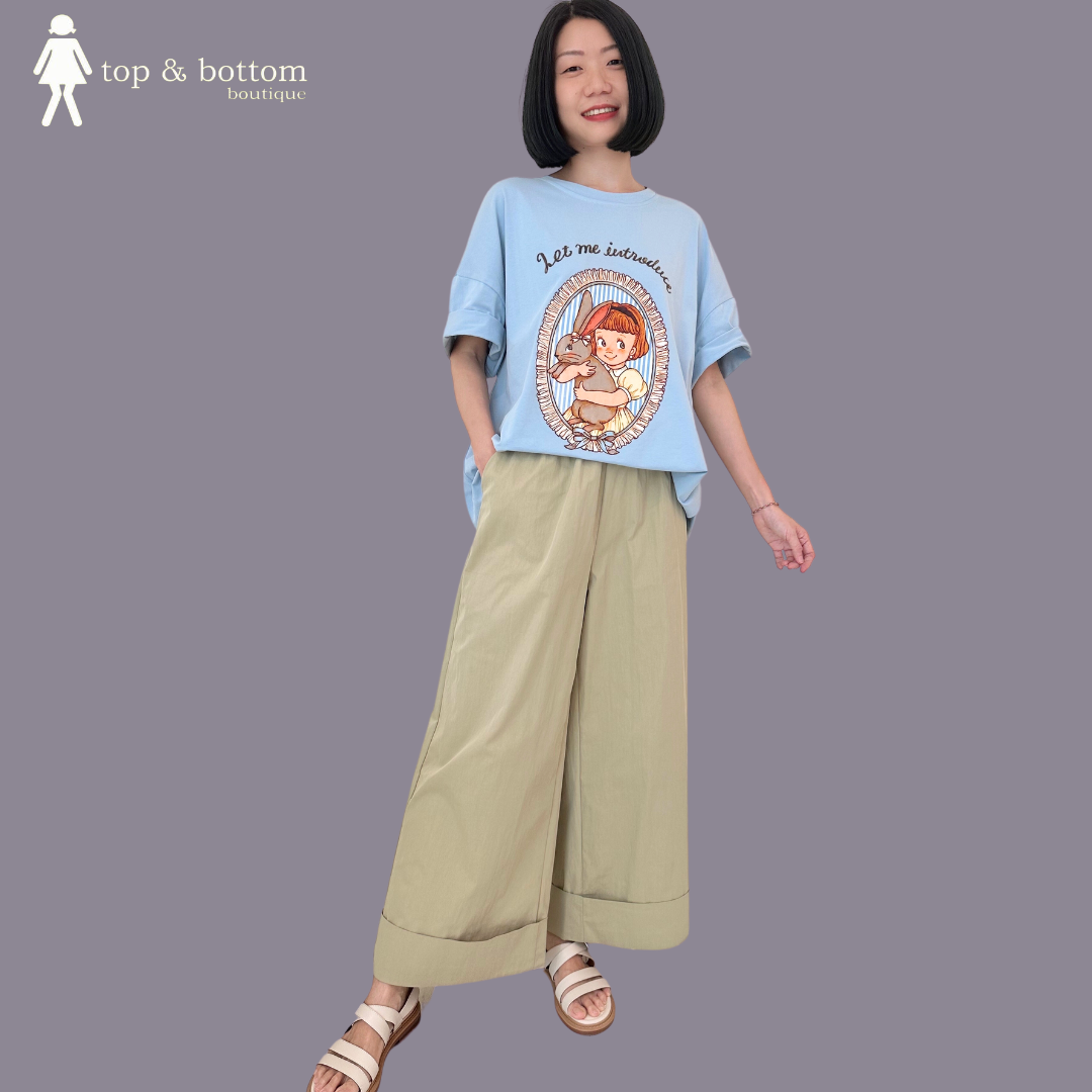 FOLDED HEM WIDE LEG PANT