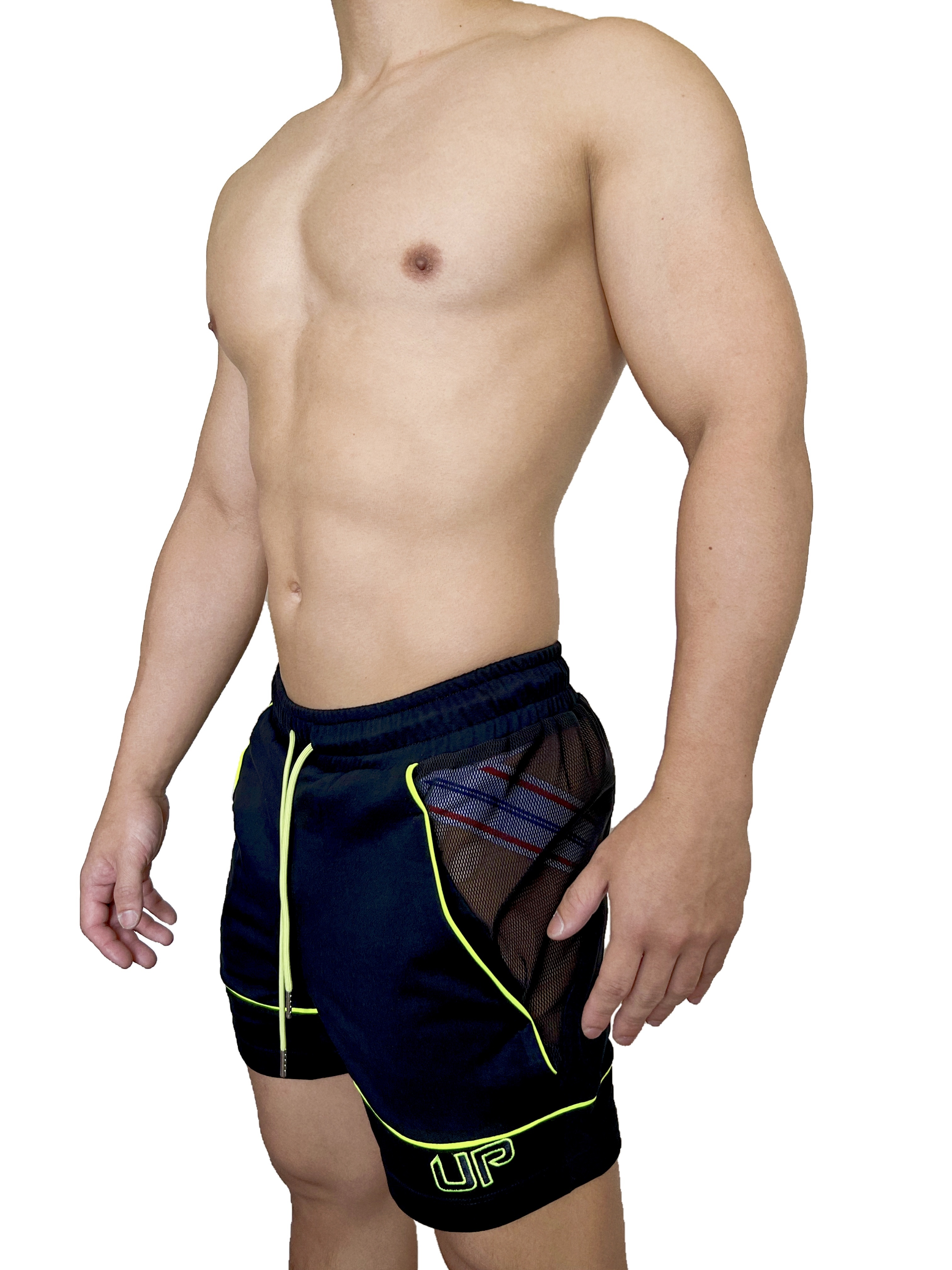 熱賣回歸 - UP For Fun Max 棉短褲 極緻黑/螢光綠