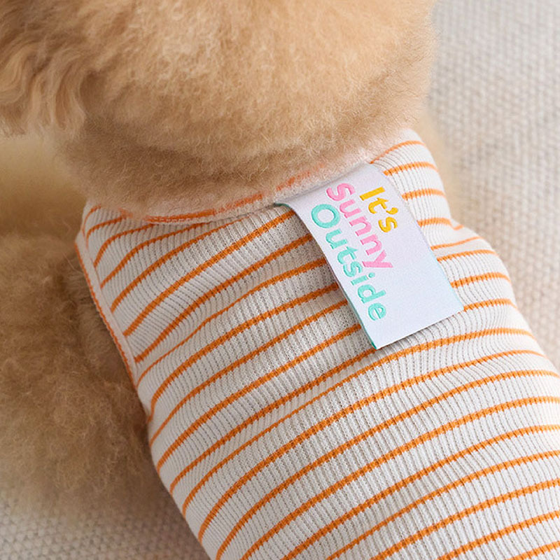 陽光條紋舒適棉Ｔ (橘) - It’s sunny outside