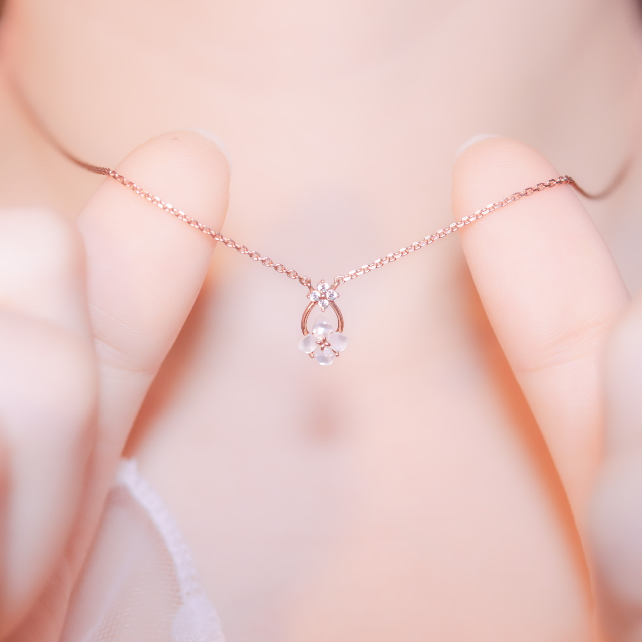 | 925 Silver・ Rose Gold | Waterdrop Wreath Necklace  | NE0400 |