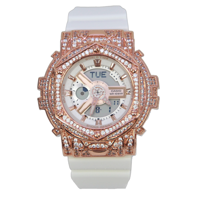 玫瑰金色 改裝手錶 BA-110RG-7A - Rokkaku