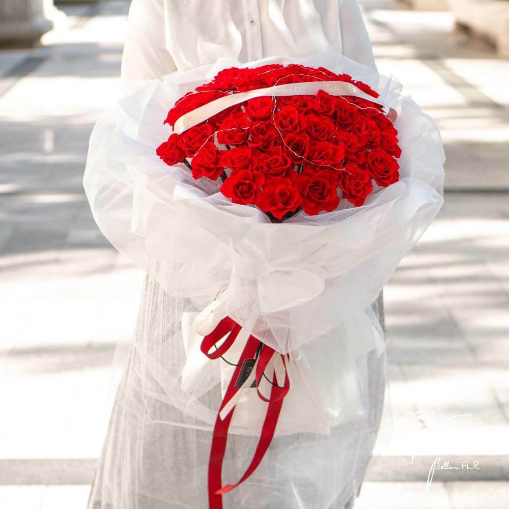 【無悔的愛】50朵永生玫瑰花束