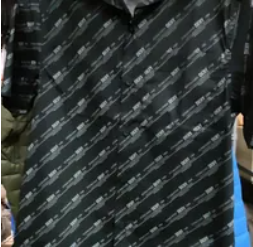 [S] DKNY SHORT SLEEVE CAMP SHIRT ALLOVER STRIPE LOGO,BLACK/WHITE, M1321104-BLW FINAL SALE (SD651)