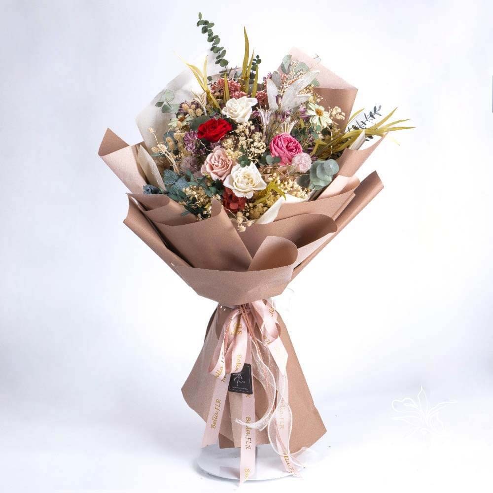 【厚乳拿鐵的溫柔】大型永生乾燥花束