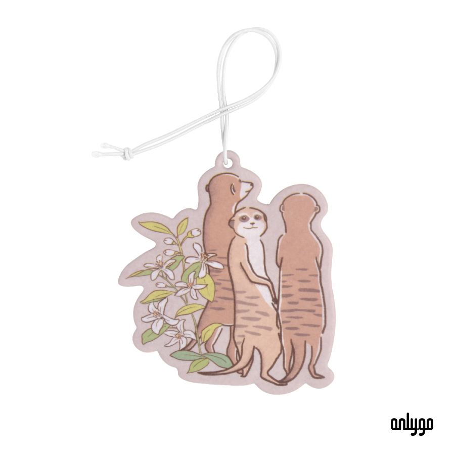 動物イラスト芳香剤 エアフレッシュナー（ミーアキャット．オレンジの花の香り）