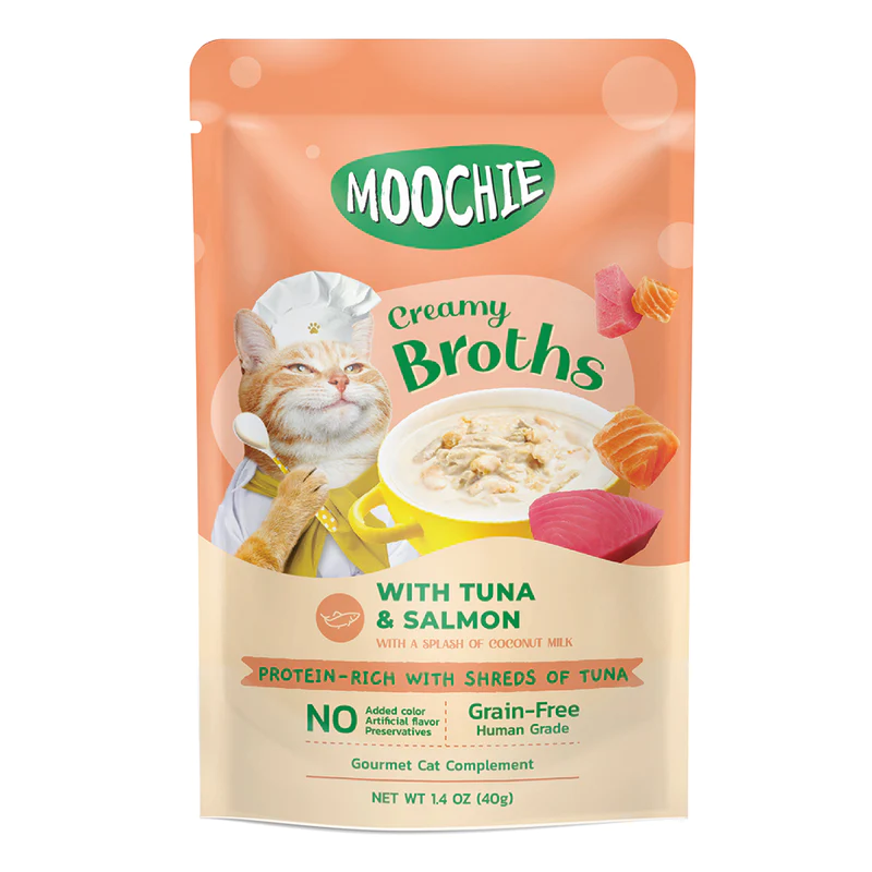 Moochie Creamy Broths Cat Wet Food Tune and Salmon．40g