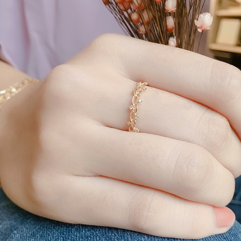 【me.luxe】K10藤蔓鑲5分鑽石戒