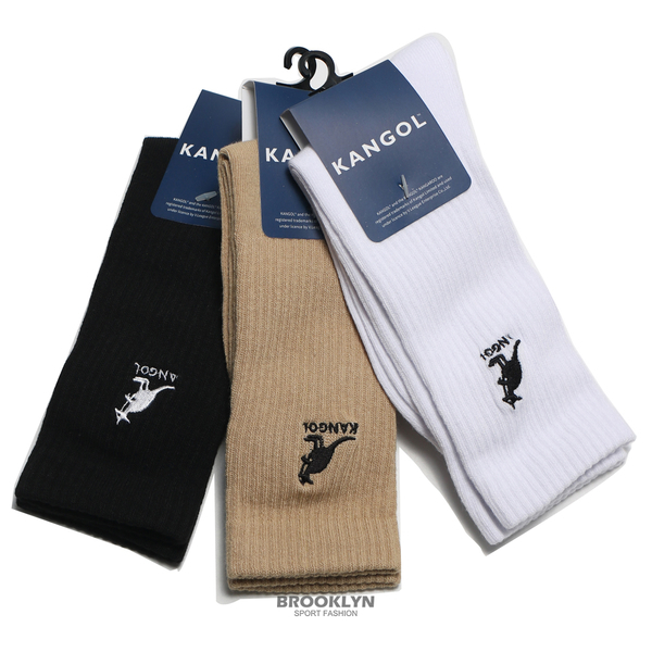 KANGOL 長襪 三色 男 白 基本LOGO 袋鼠 棉襪  (布魯克林) 6151184400