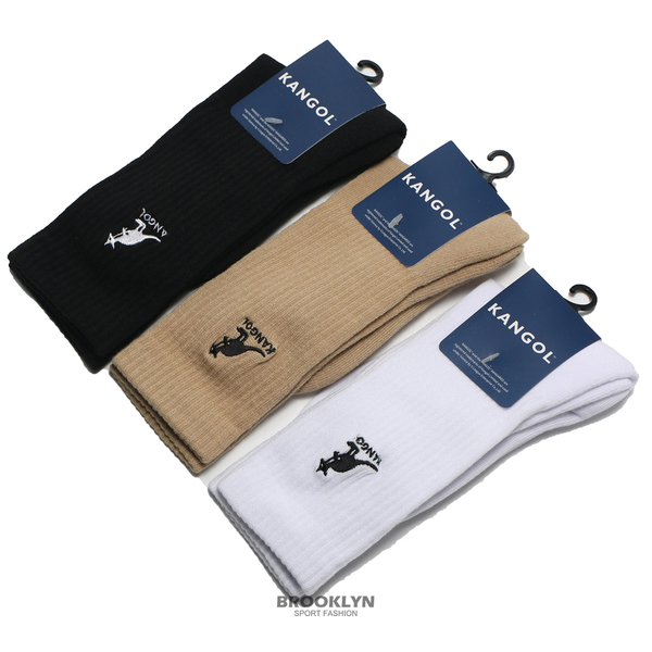 KANGOL 長襪 三色 男 白 基本LOGO 袋鼠 棉襪  (布魯克林) 6151184400