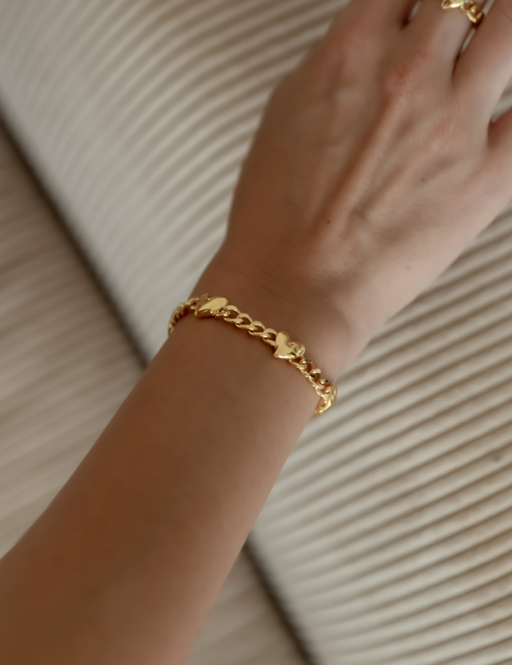 雙面愛心手鍊（金色）