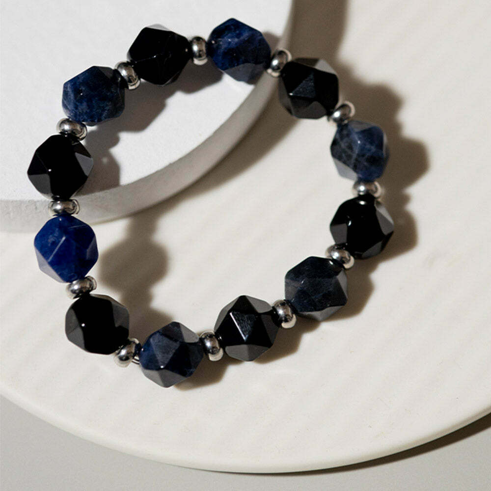 CROSS 黑曜石 x 藍紋石切角手鍊