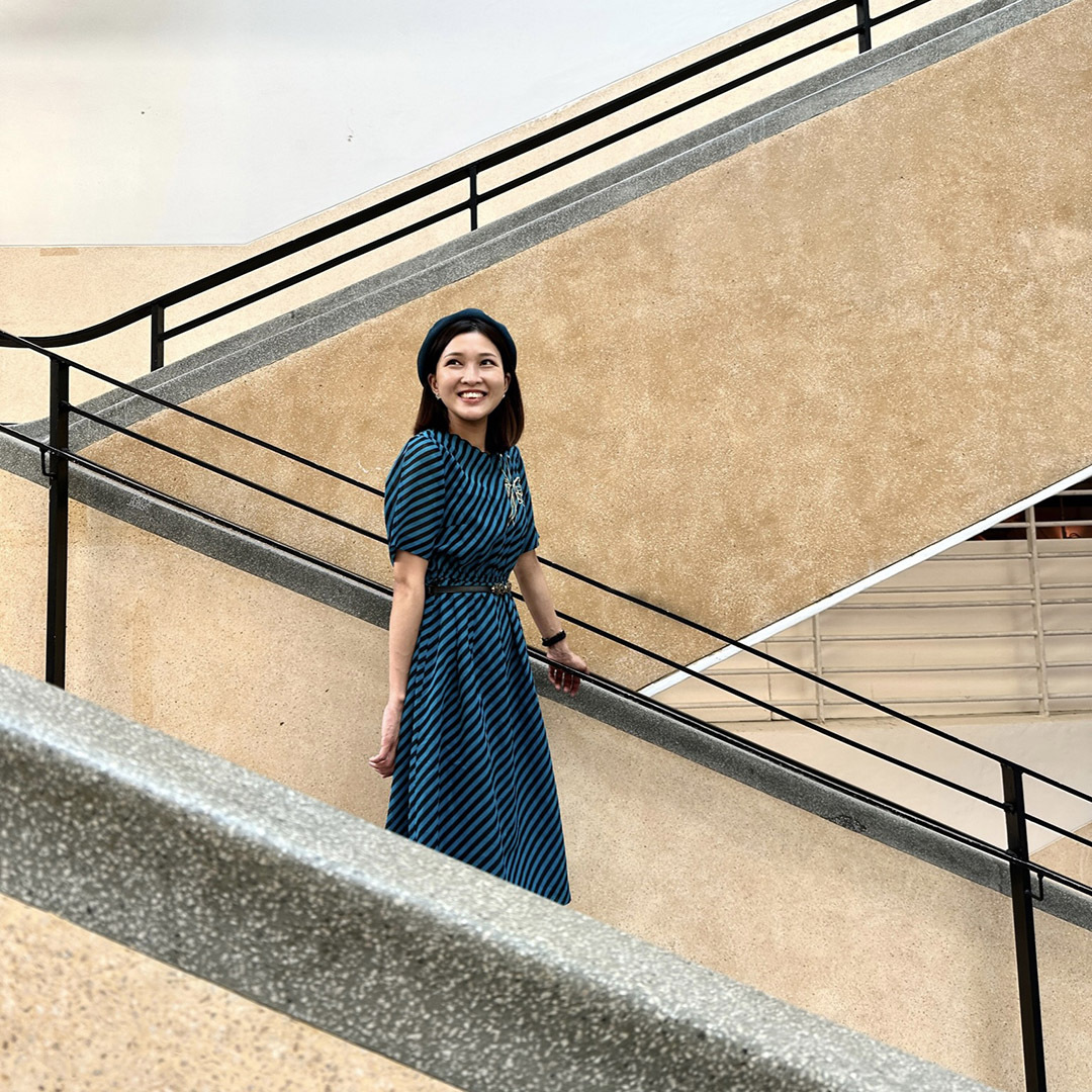 日本製藍黑斜紋連身裙