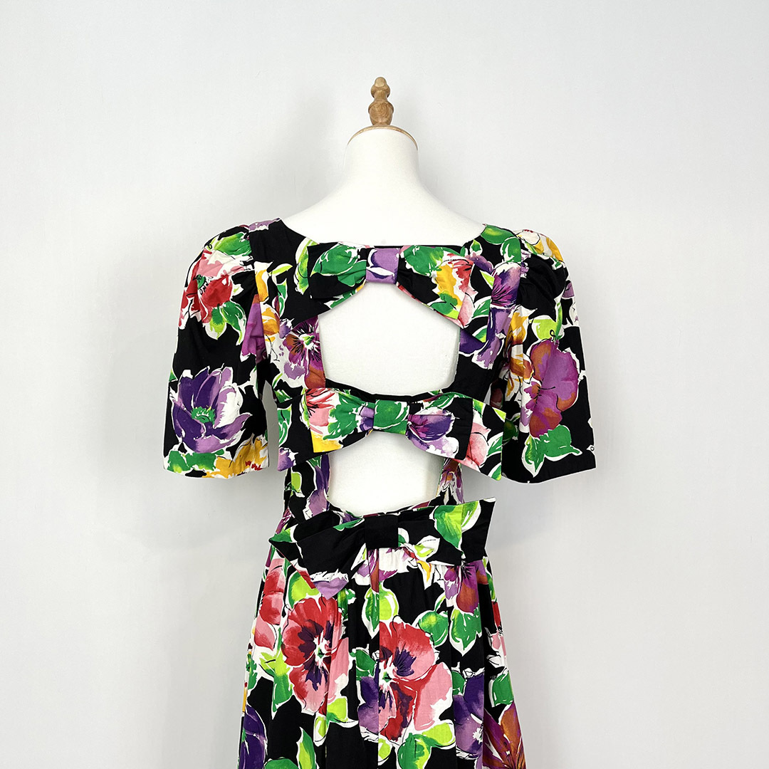 美國Misty Lane全棉花卉圖案露背連身裙