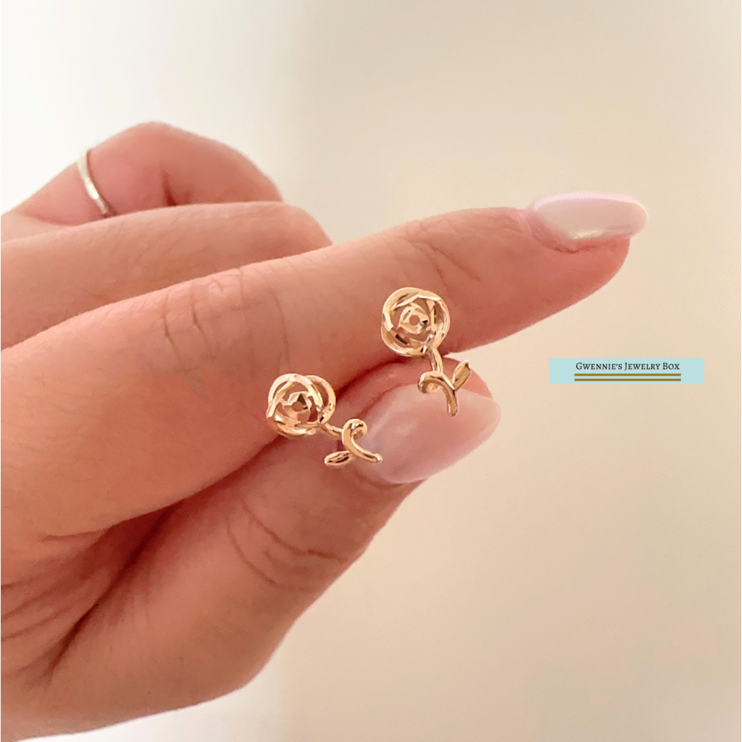 玫瑰花 - 18k金耳環