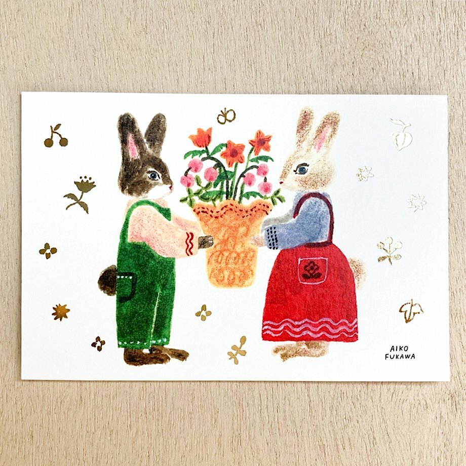 Hyogensha Postcard with Hot Foil Stamping－Aiko Fukawa Series (Japanese Stationery Brand)