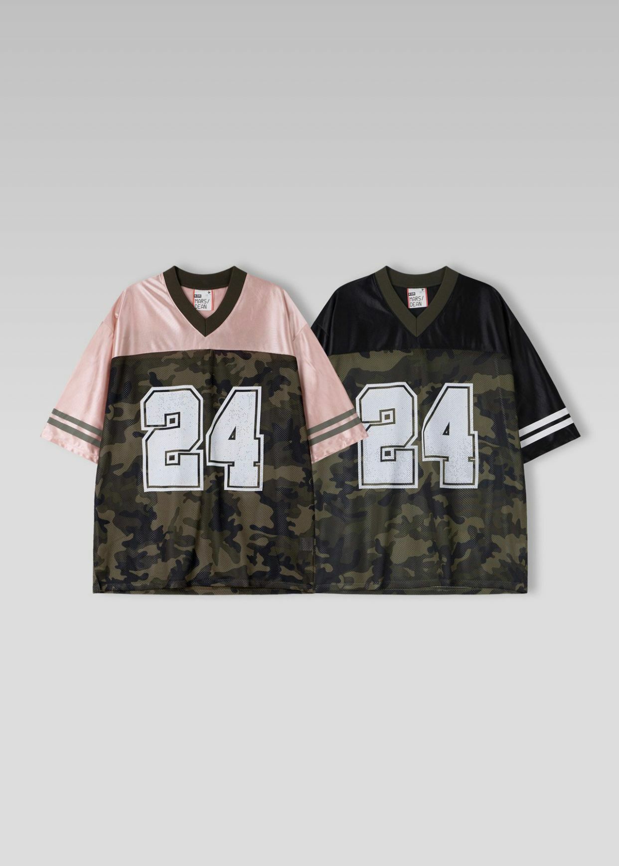 V領24字拼迷彩短袖Tee DEAN-004T