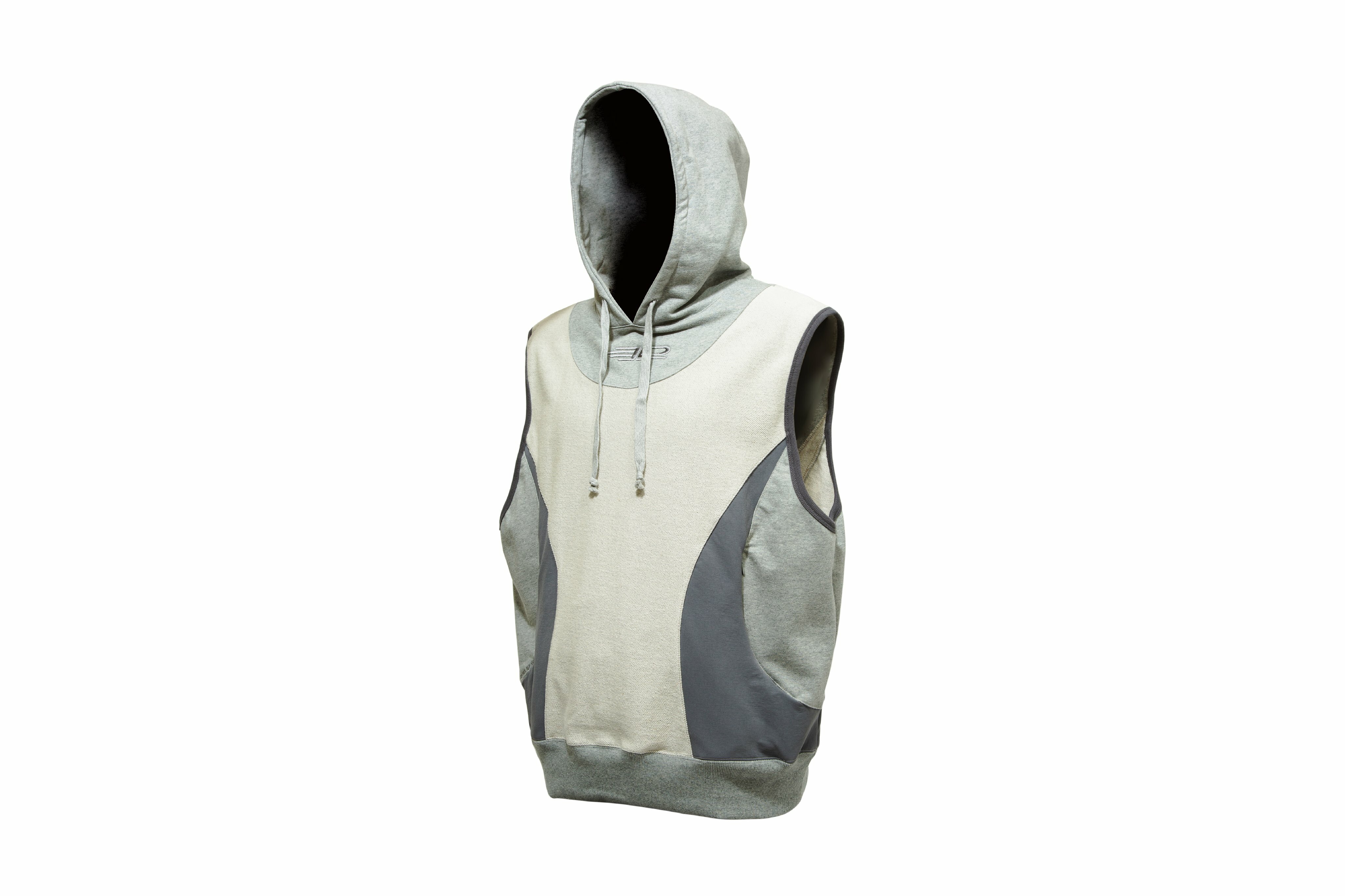 REMIX ''Patchwork Sleeveless Hoodie'' (Light Gray)