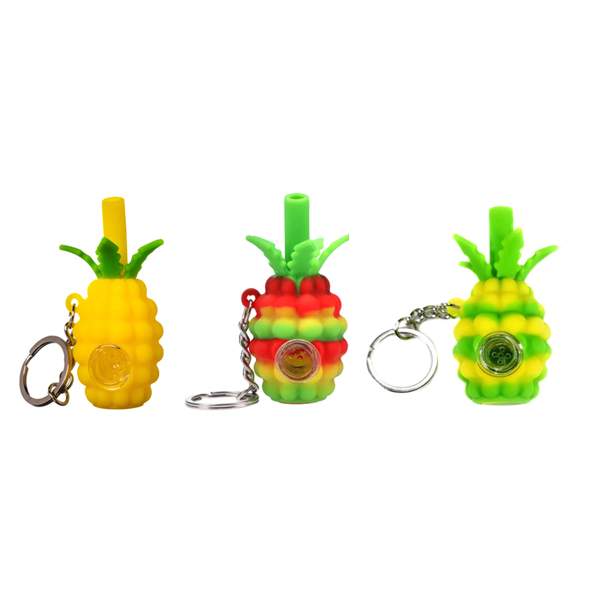 Pineapple Shaped Keychain Silicone Pipe 鳳梨矽膠煙斗
