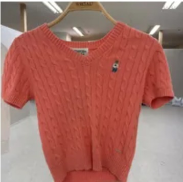[S] WHO.A.U STEVE V-NECK CABLE CROP SWEATER,ORANGE, WHKAD2411F-ORANGE (SWAU183)