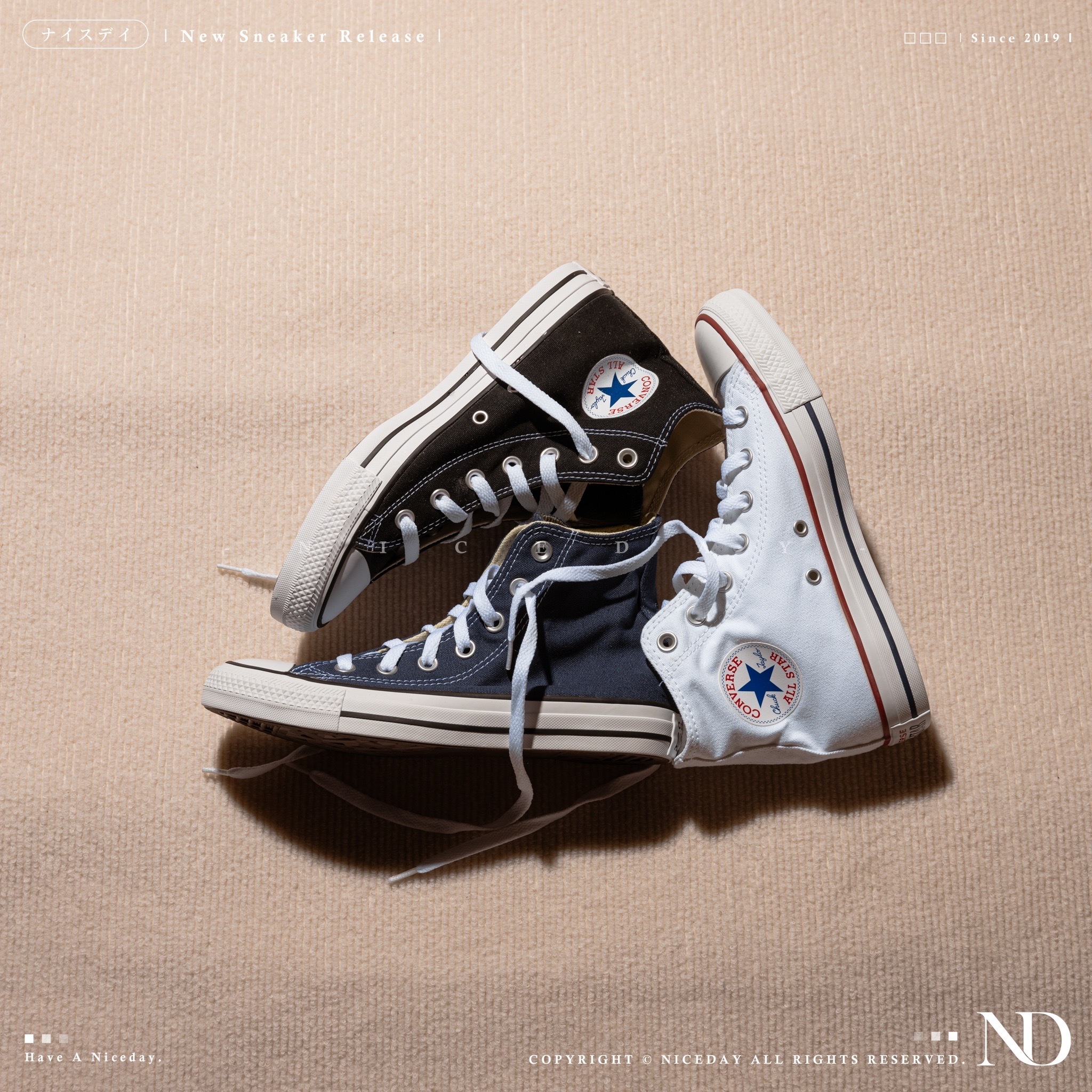 NICEDAY 現貨 Converse All Star High 高筒 黑白 白 海軍藍 復古 男女尺寸