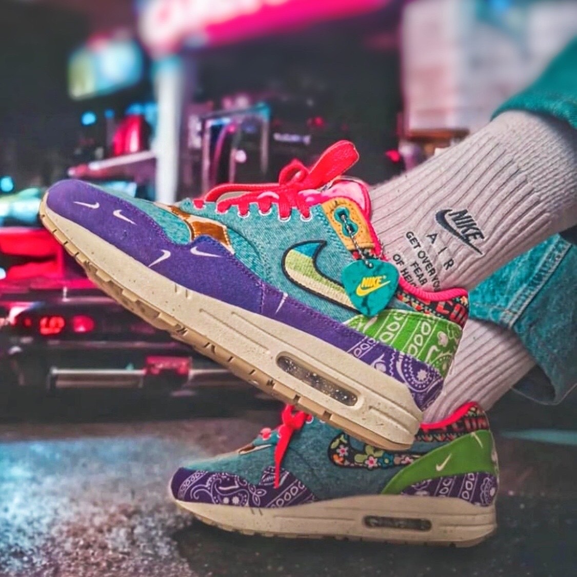 Nike Air Max 1 sp x CONCEPTS 紫紅藍 腰果花 拼接 氣墊 DN1803-500