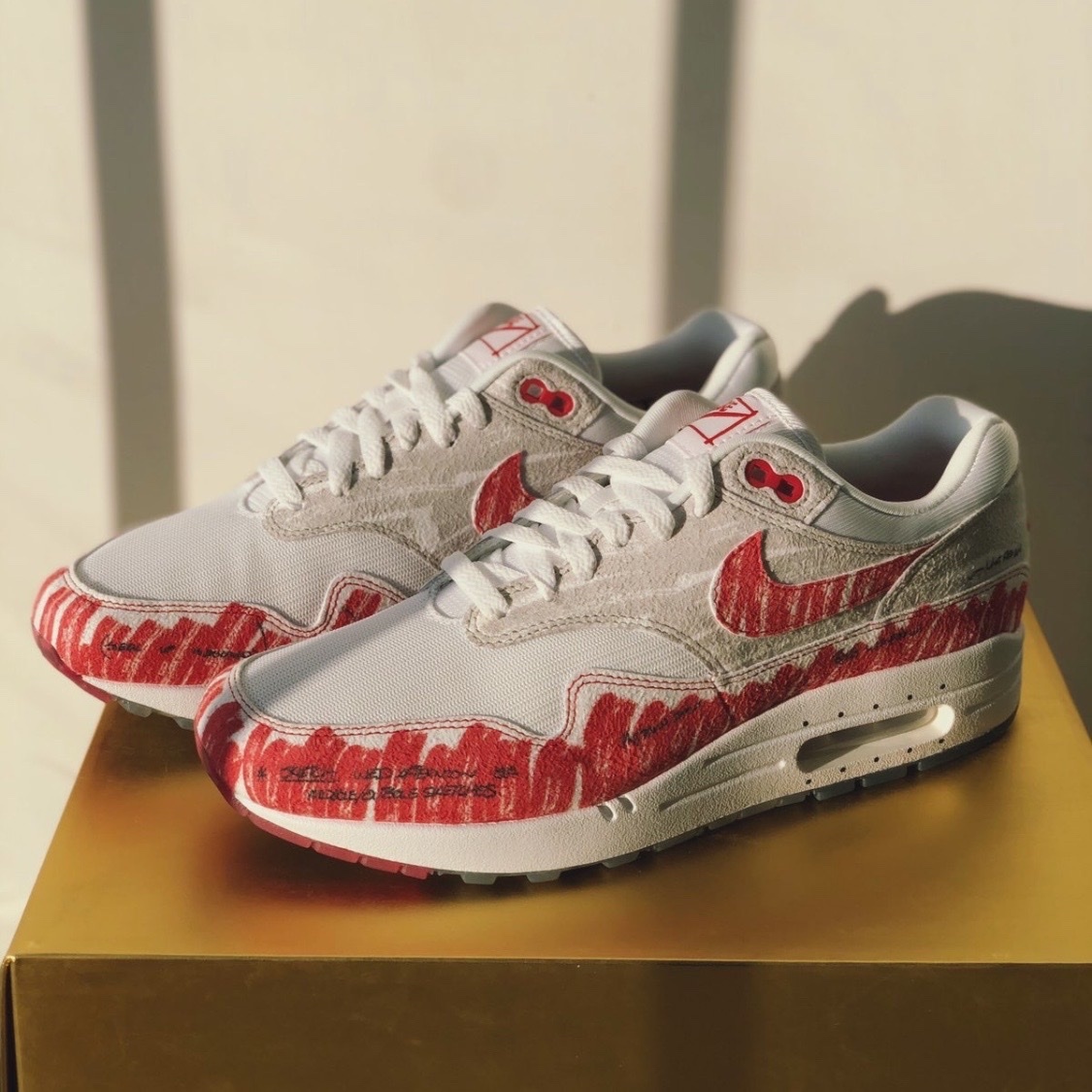 Nike Air Max 1 tinker "sketch" 紅白 手稿 塗鴉 女鞋 CJ4286-101