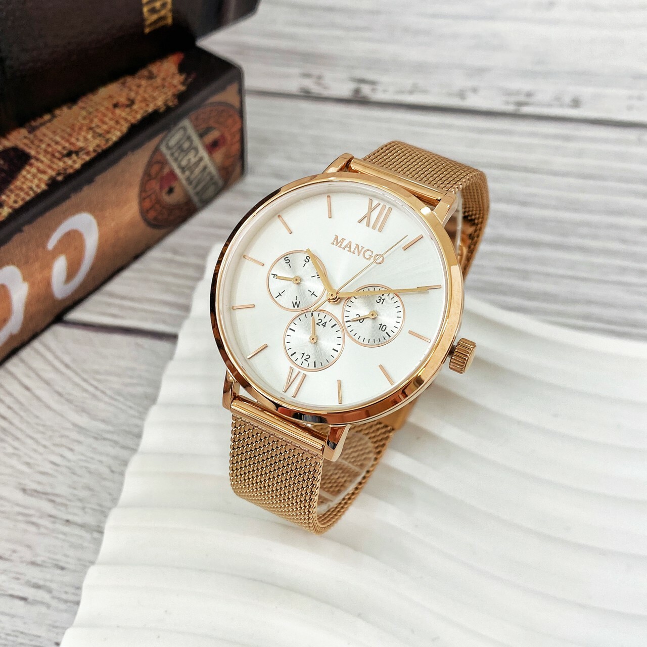 【MANGO】時尚三眼米蘭帶腕錶 MA6766L-RG 38mm 現代鐘錶