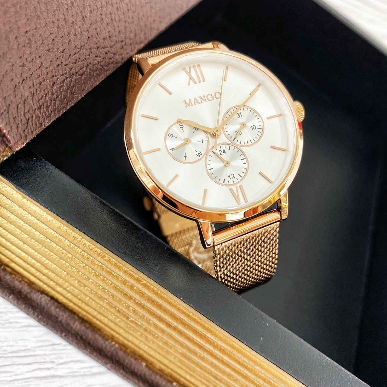 【MANGO】時尚三眼米蘭帶腕錶 MA6766L-RG 38mm 現代鐘錶